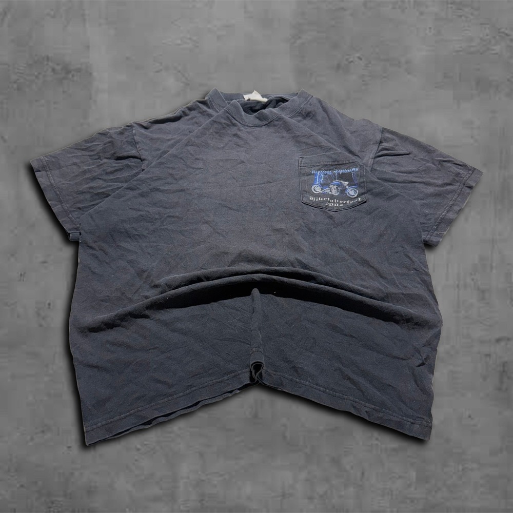 2000s Relaxed Faded Black WCW Biketoberfest 2002 Streetwear Tee Shirt